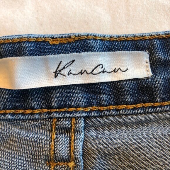 KanCan Distressed Button Fly Raw Hem Denim Shorts Size Large - Picture 3 of 8